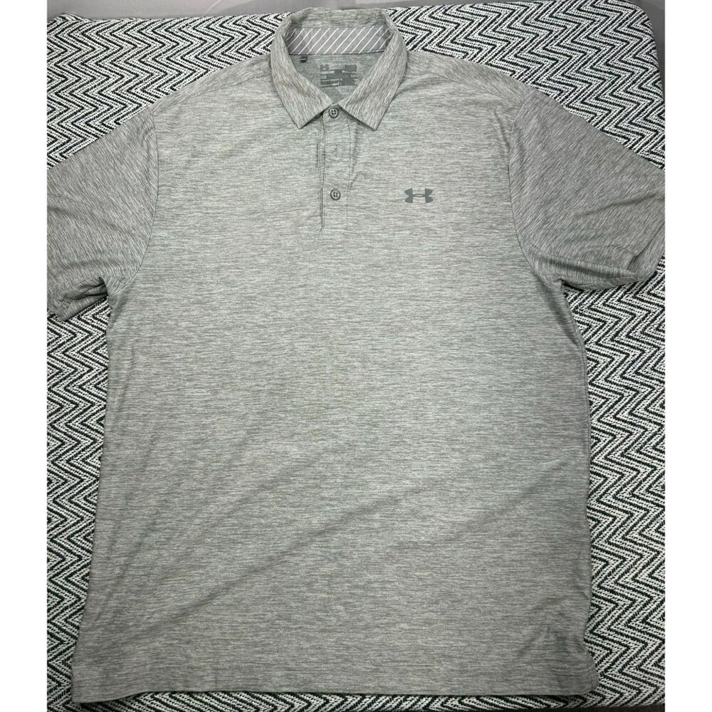 Under Armour Heat Gear Men's Grey Short Sleeve Polo Shirt Size XL